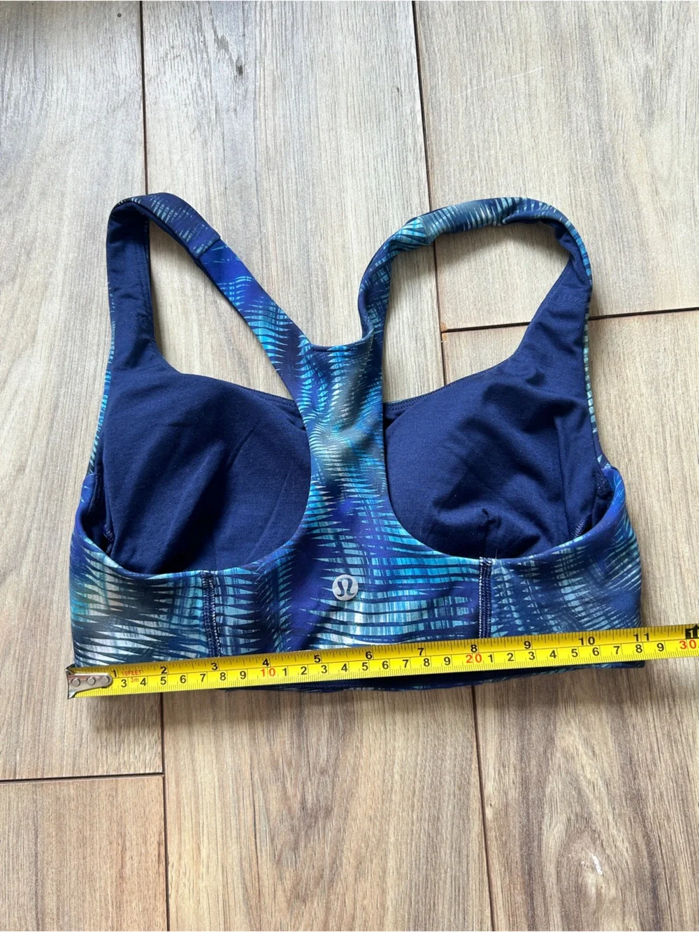 lululemon Wunder Train Navy & Teal Patterned Sports Bra